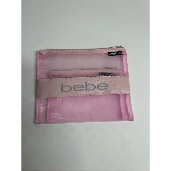 NWOT Set of 2 Bebe Mesh Travel Pouches Organizers Make Up Bags - Picture 1 of 8